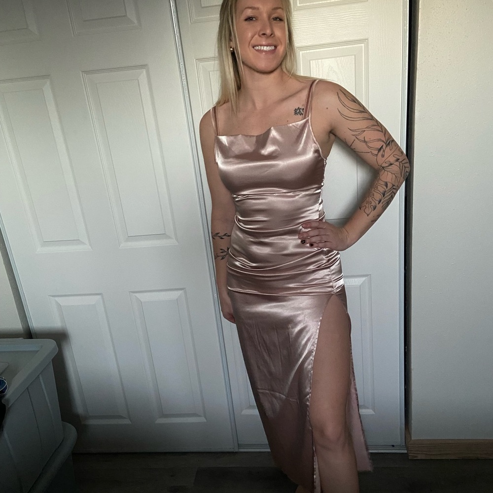 Long slit leg gown